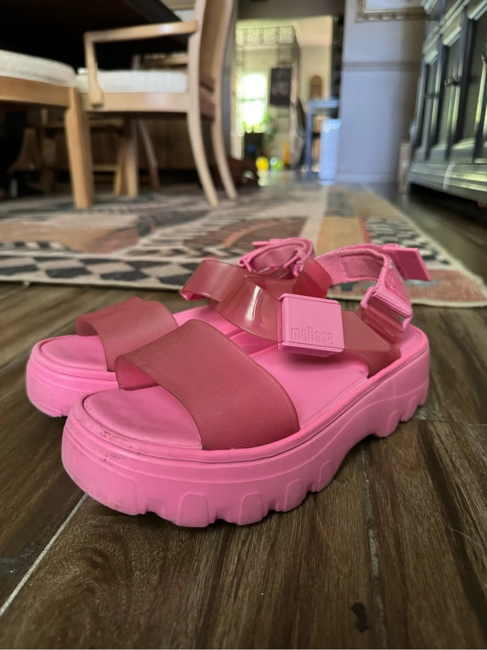 Melissa Hot Pink Chunky Jelly Platform Sandal size 7